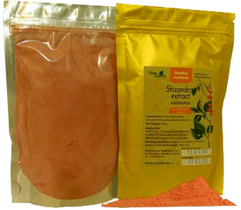 100g Schisandra extract packed in two sealed zip-lock pouches